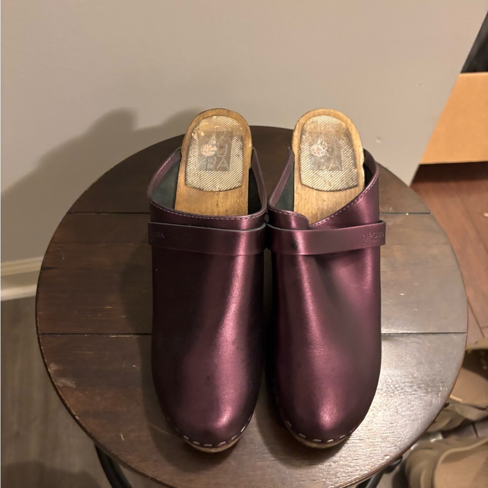 Purple Leather Clogs